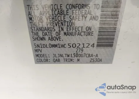 2017 Infiniti Qx60 from USA, damaged, VIN 5N1DL0MM1HC502124